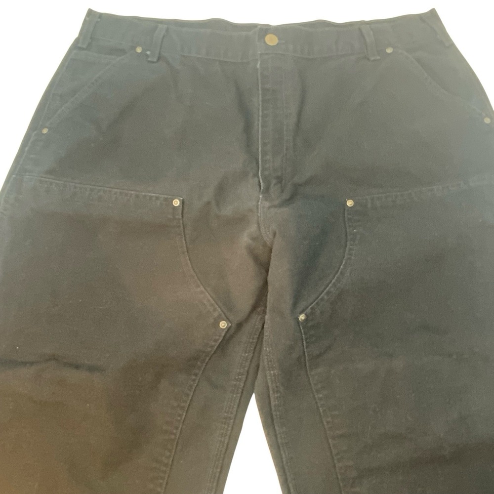 Vintage‎ Carhartt B136 Double Knee Jeans Pants size 40x30 Dungaree Fit Black USA - Picture 5 of 13